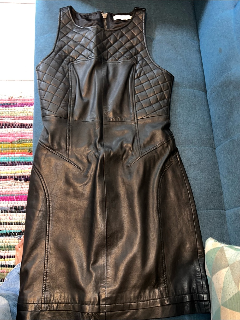 Walter Baker Black Leather Mini Dress Size Medium